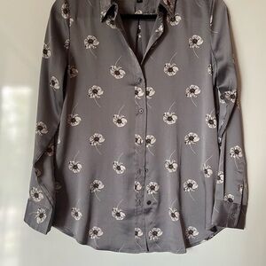 Silky Floral Button Down Blouse